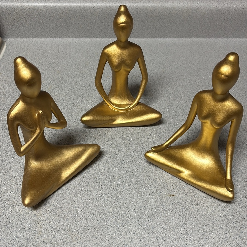 Gold Meditative Figurines Trio